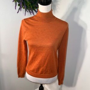 Brooks Brother, M harvest orange long sleeve turtleneck cashmere silk wool blend